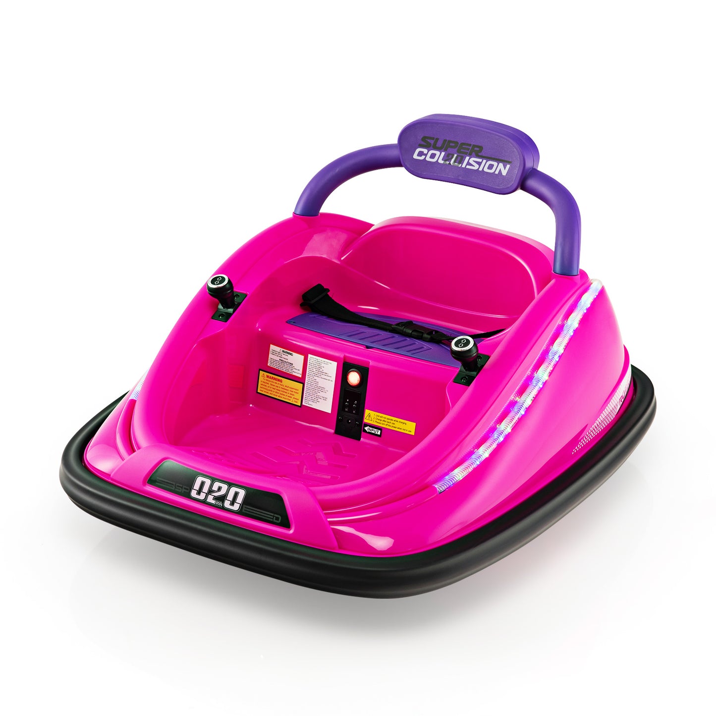 12V Kids Bumper Car Ride on Toy with Remote Control and 360 Degree Spin Rotation-Blue - Pink