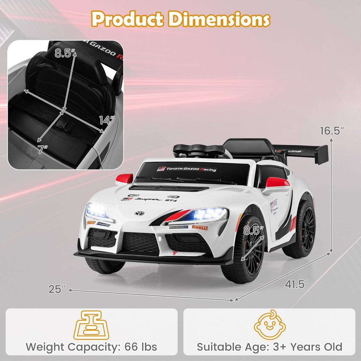 12V Kids Electric Car with Parent Remote Control and Msuic Licensed Toyota