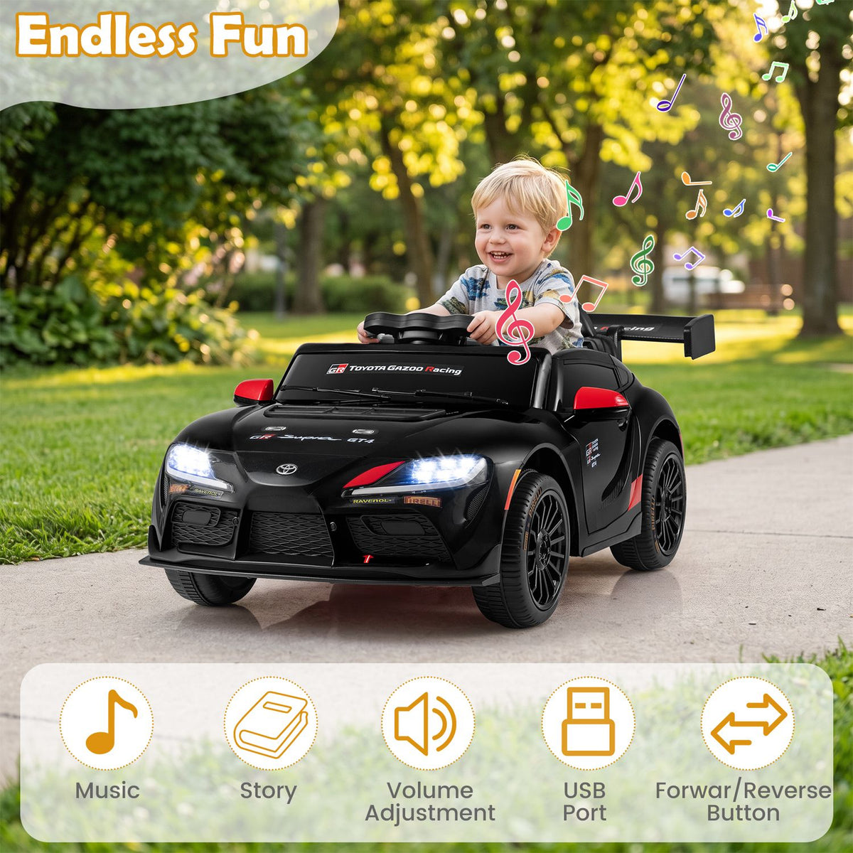 12V Kids Electric Car with Parent Remote Control and Msuic Licensed Toyota