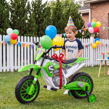 12V Kids Motorcycle with Training Wheels and Spring Suspension