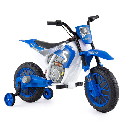 12V Kids Motorcycle with Training Wheels and Spring Suspension