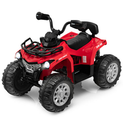 12V Kids Ride On ATV 4 Wheeler with MP3 and Headlights-Solid Black - Red