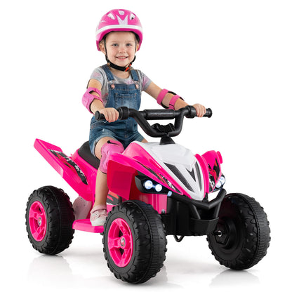 12V Kids Ride On ATV 4-Wheeler Quad with LED Lights and 7 mph Max Speed-Pink