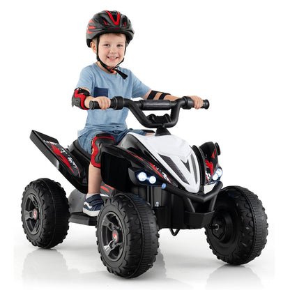 12V Kids Ride On ATV 4-Wheeler Quad with LED Lights and 7 mph Max Speed-Black