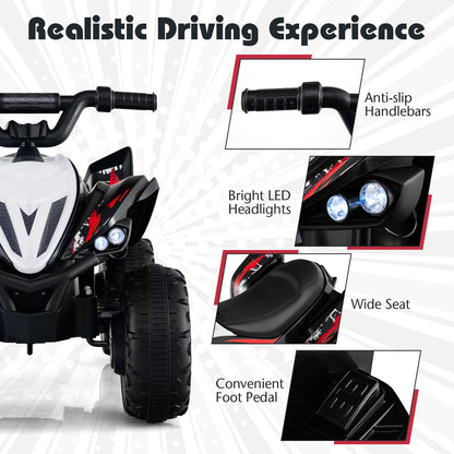 12V Kids Ride On ATV 4-Wheeler Quad with LED Lights and 7 mph Max Speed-Black