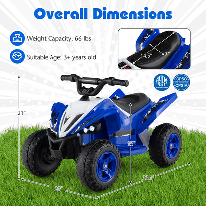 12V Kids Ride On ATV 4-Wheeler Quad with LED Lights and 7 mph Max Speed-Navy