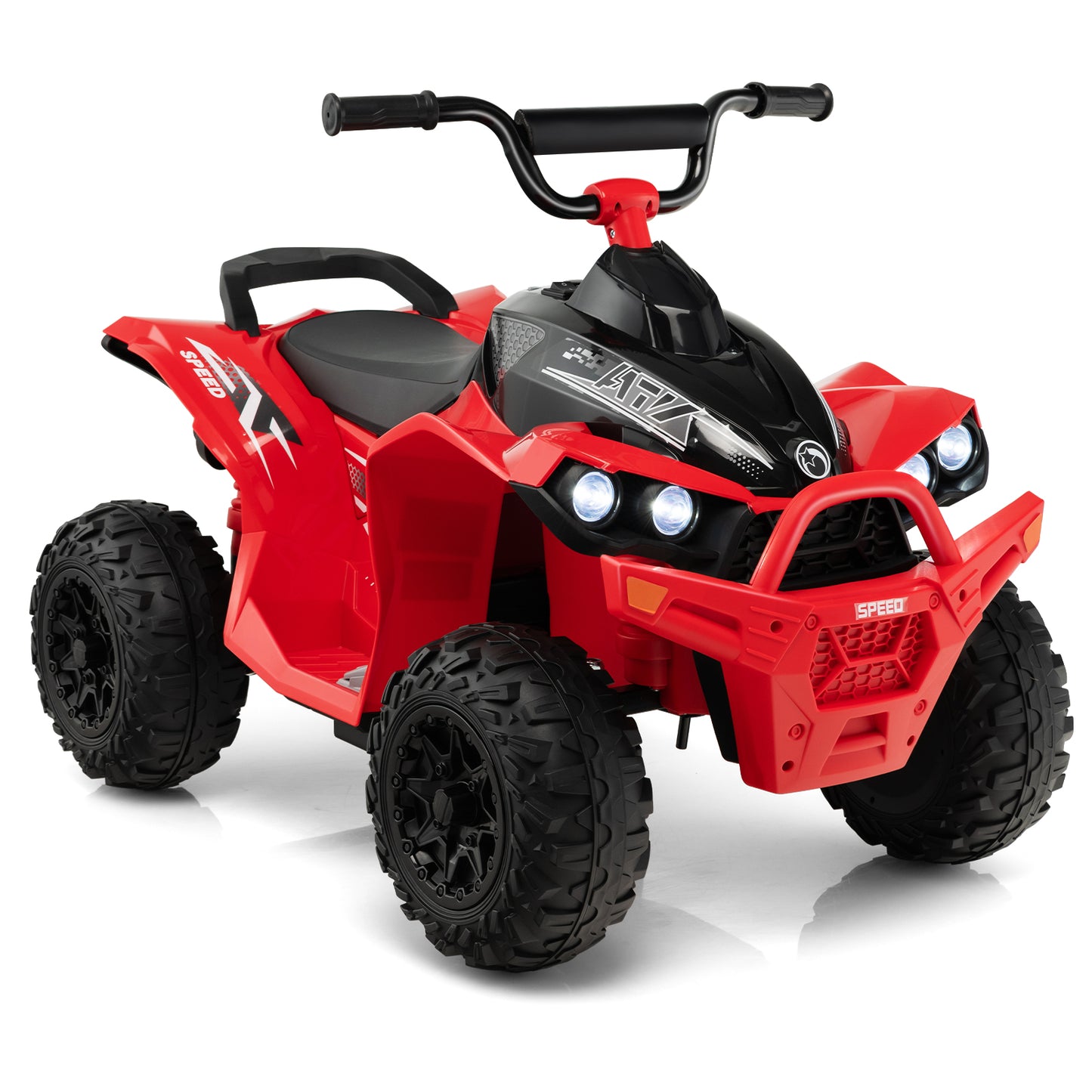 12V Kids Ride On ATV with High/Low Speed and Comfortable Seat-Yellow - Red