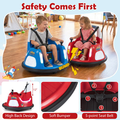 12V Kids Ride On Bumper Car with Remote Control and Flashing Lights-Red