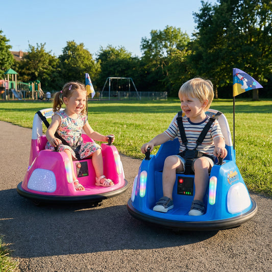 12V Kids Ride On Bumper Car with Remote Control and Flashing Lights-Blue