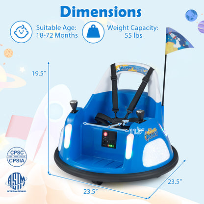 12V Kids Ride On Bumper Car with Remote Control and Flashing Lights-Blue