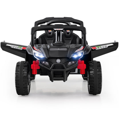 12V Kids Ride On Car UTV Electric Vehicle with LED Lights Music and Horn-Black