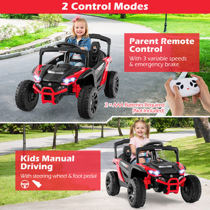 12V Kids Ride On Car UTV Electric Vehicle with LED Lights Music and Horn-Red