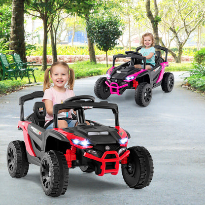 12V Kids Ride On Car UTV Electric Vehicle with LED Lights Music and Horn-Red