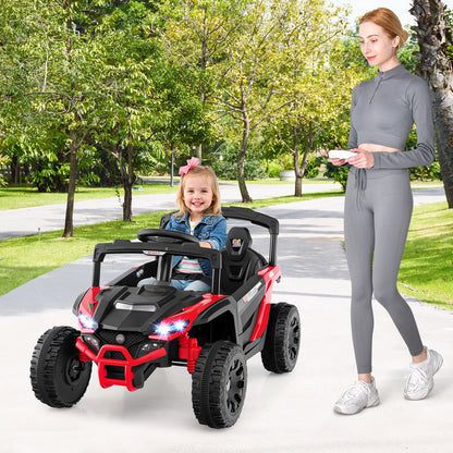 12V Kids Ride On Car UTV Electric Vehicle with LED Lights Music and Horn-Red