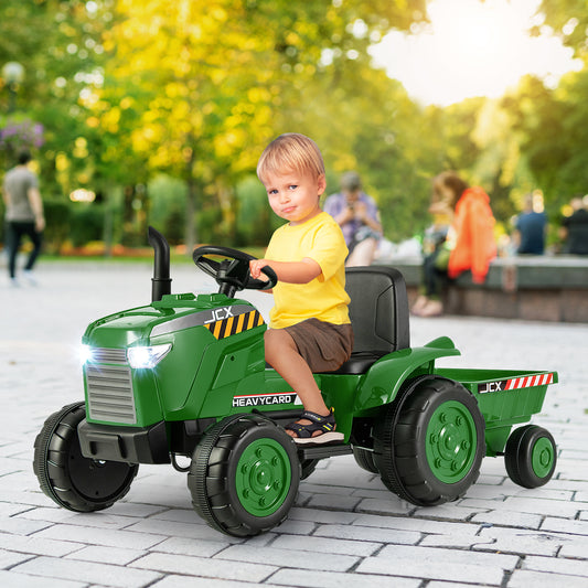 12V Kids Ride On Tractor with Trailer and Remote Control