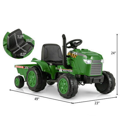 12V Kids Ride On Tractor with Trailer and Remote Control