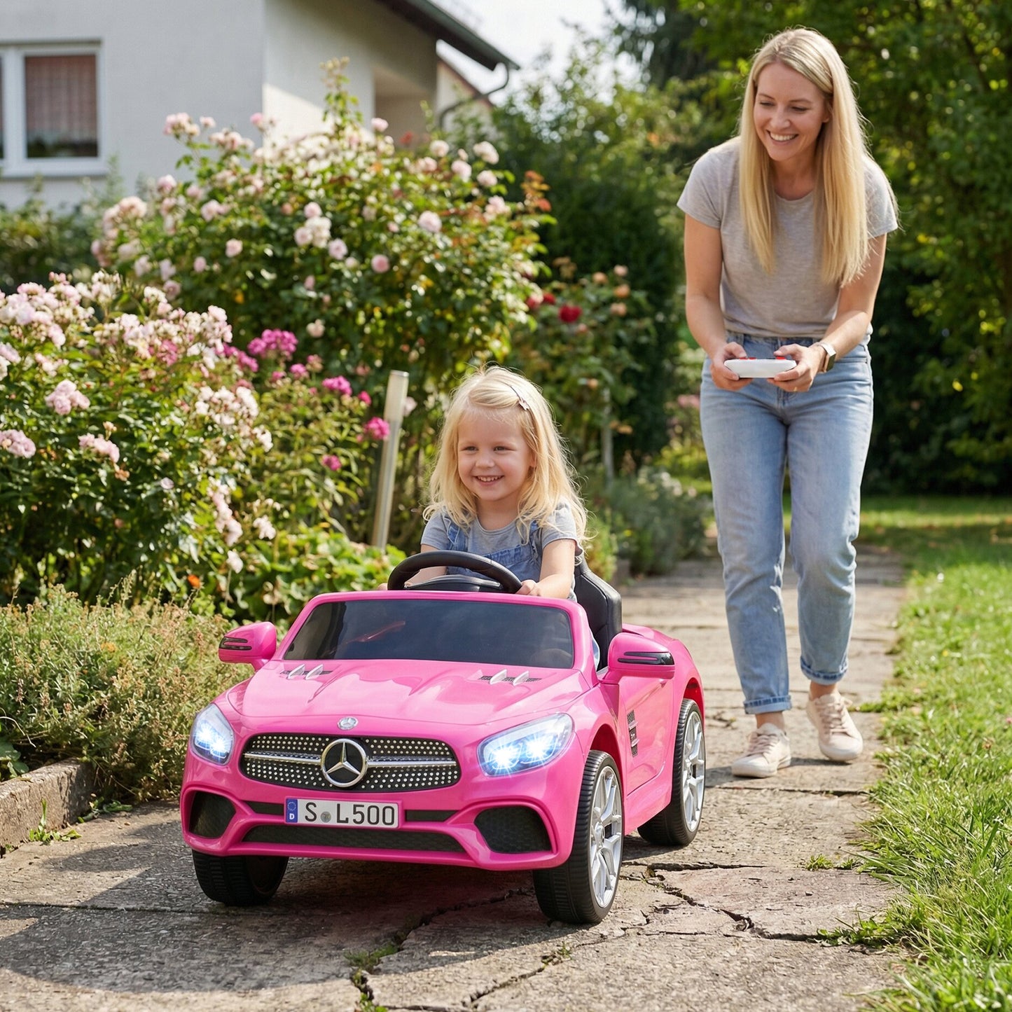 12V Kids Ride on Car Licensed Mercedes-Benz with Remote and Music-Pink