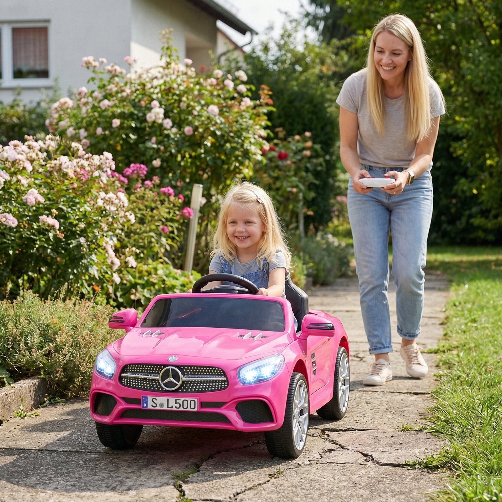 12V Kids Ride on Car Licensed Mercedes-Benz with Remote and Music-Pink