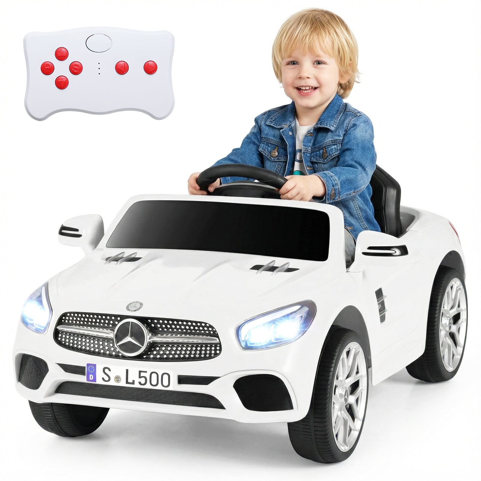 12V Kids Ride on Car Licensed Mercedes-Benz with Remote and Music-White