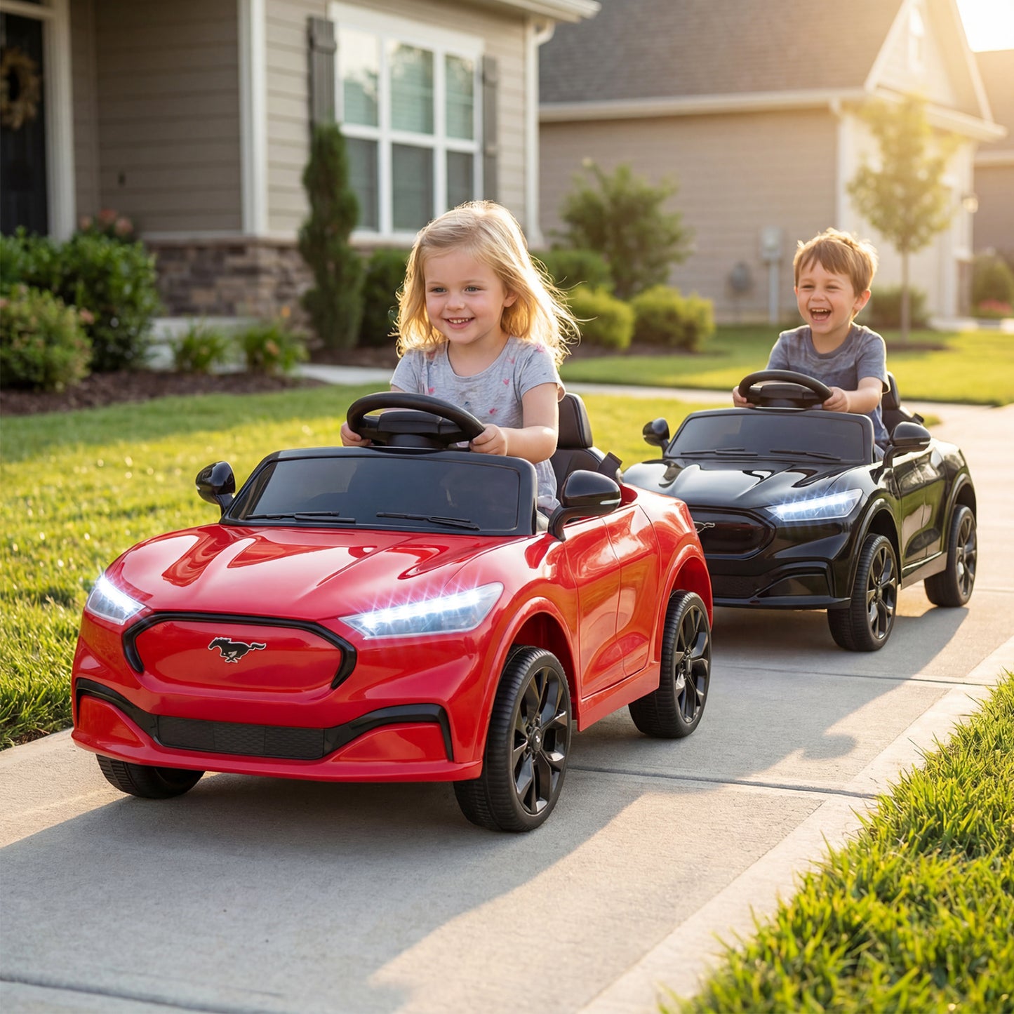 12V Kids Ride on Car Licensed Ford Mach E with Parent Control and Horn-Red