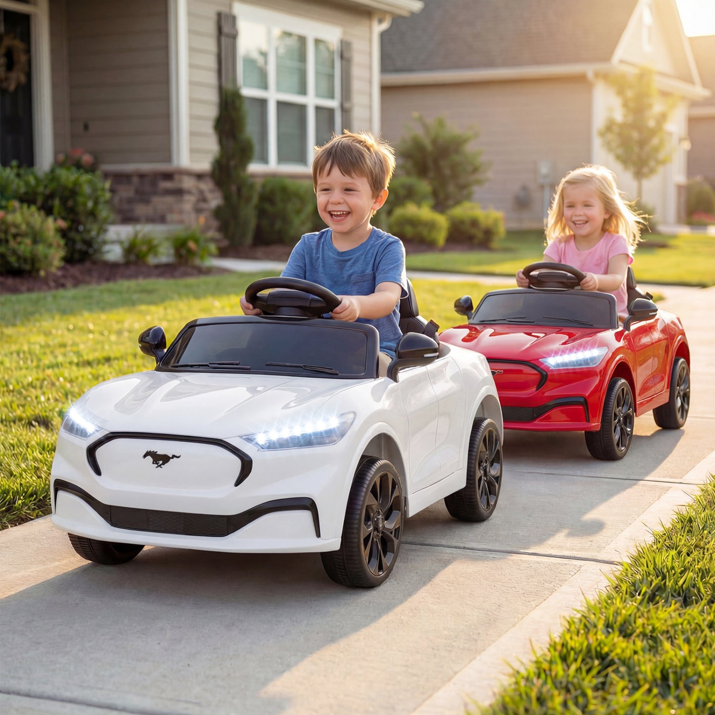 12V Kids Ride on Car Licensed Ford Mach E with Parent Control and Horn-White