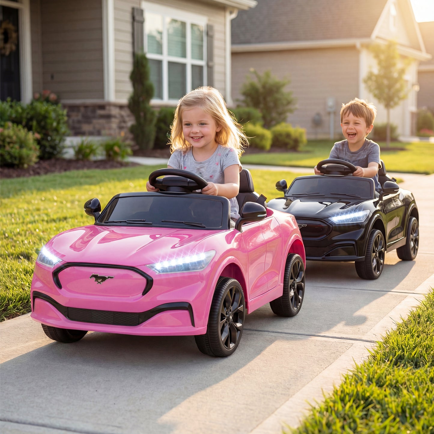 12V Kids Ride on Car Licensed Ford Mach E with Parent Control and Horn-Pink