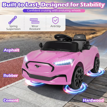 12V Kids Ride on Car Licensed Ford Mach E with Parent Control and Horn-Pink