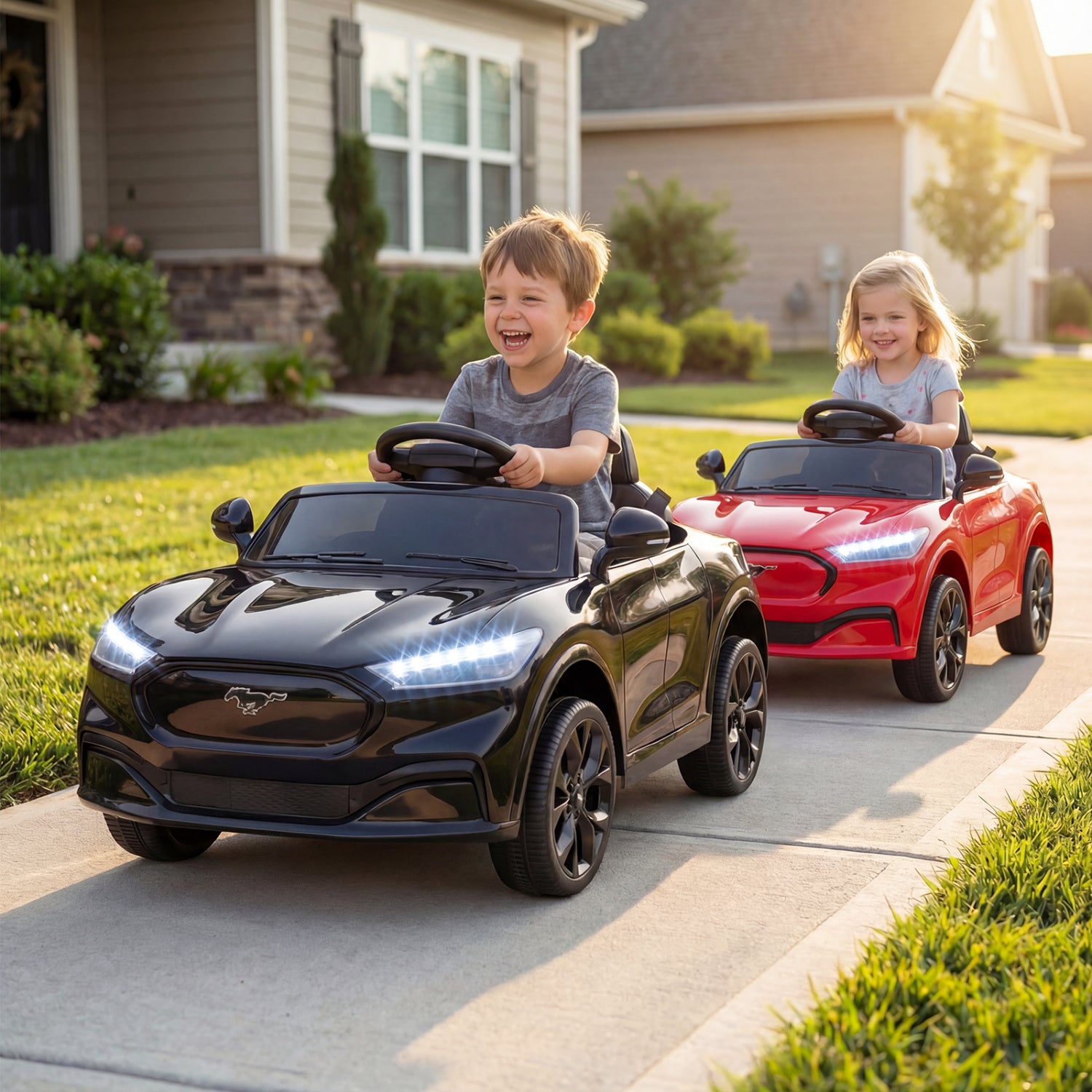 12V Kids Ride on Car Licensed Ford Mach E with Parent Control and Horn-Black