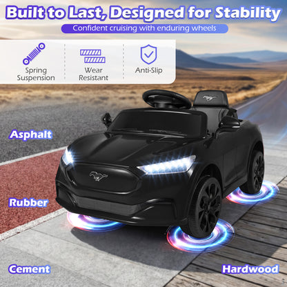 12V Kids Ride on Car Licensed Ford Mach E with Parent Control and Horn-Black