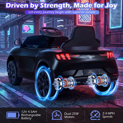 12V Kids Ride on Car Licensed Ford Mach E with Parent Control and Horn-Black