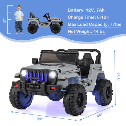 12V Kids Ride-on Jeep Car with 2.4 G Remote Control-White - Gray