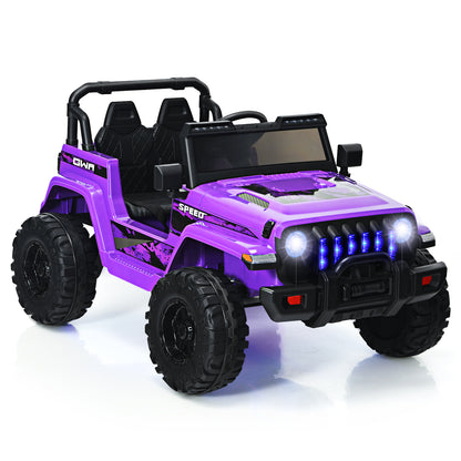 12V Kids Ride-on Jeep Car with 2.4 G Remote Control-White - Purple
