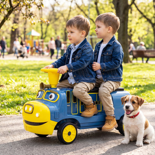 12V Kids Ride-On Train 3-Seater with Detachable Carriage