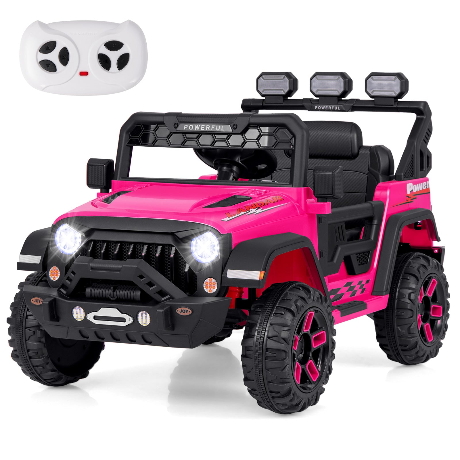 12V Electric Kids Ride on Truck with Remote Control and Music-Pink - Pink