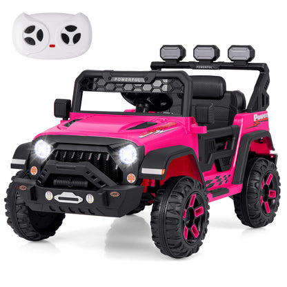 12V Electric Kids Ride on Truck with Remote Control and Music-Pink - Pink