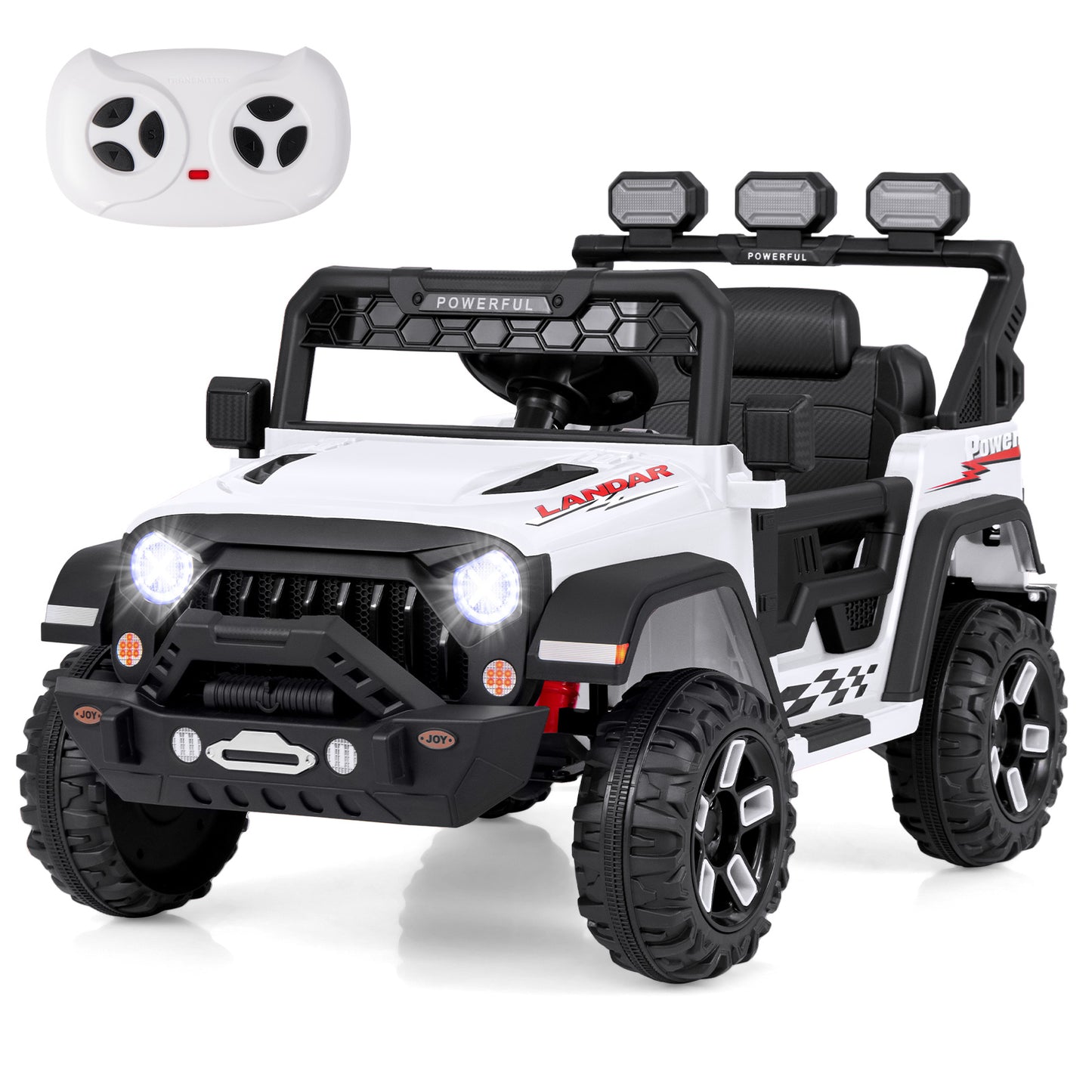 12V Electric Kids Ride on Truck with Remote Control and Music-Pink - White