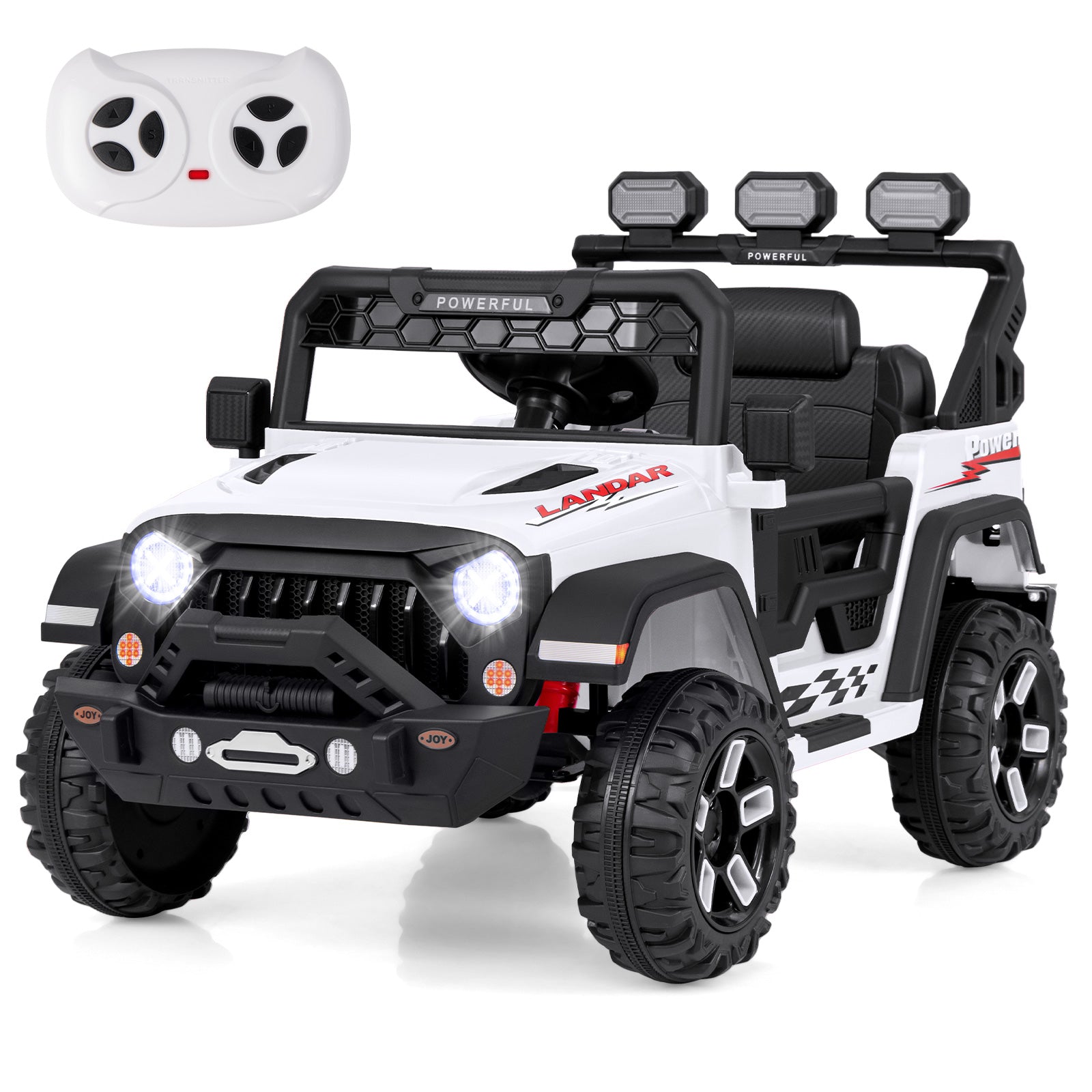 12V Electric Kids Ride on Truck with Remote Control and Music-Pink - White