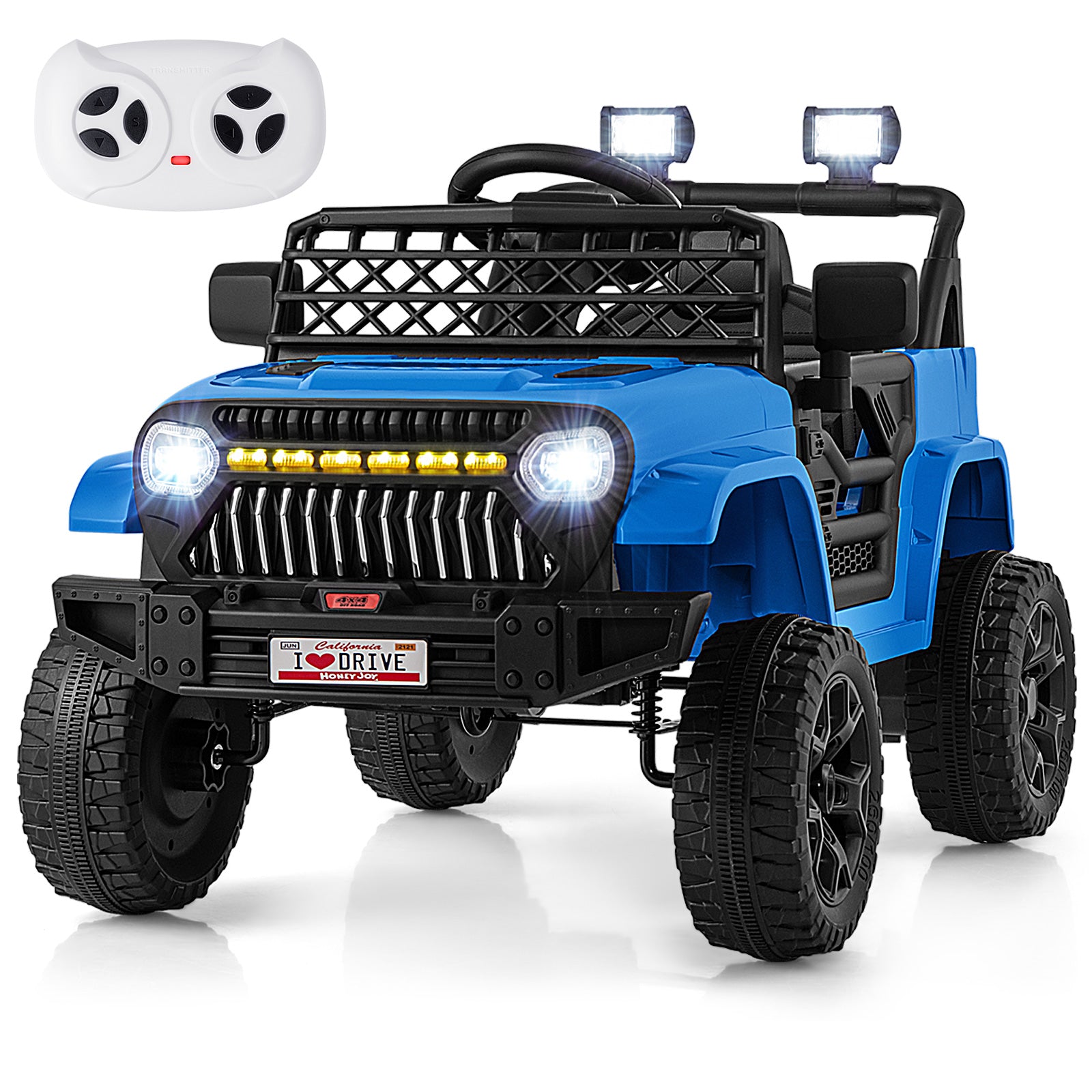 12V Kids Ride on Truck Car with Parental Remote and Music Player-Navy - Navy