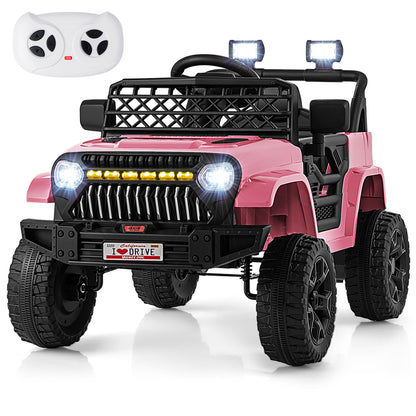 12V Kids Ride on Truck Car with Parental Remote and Music Player-Navy - Pink