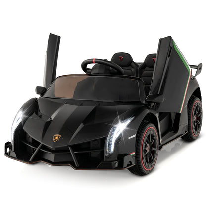 12V Licensed Lamborghini 4WD Kids Ride-on Sports Car with 2.4G Remote-White - Black