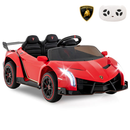 12V Licensed Lamborghini 4WD Kids Ride-on Sports Car with 2.4G Remote-White - Red