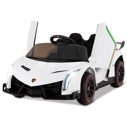12V Licensed Lamborghini 4WD Kids Ride-on Sports Car with 2.4G Remote-White - White