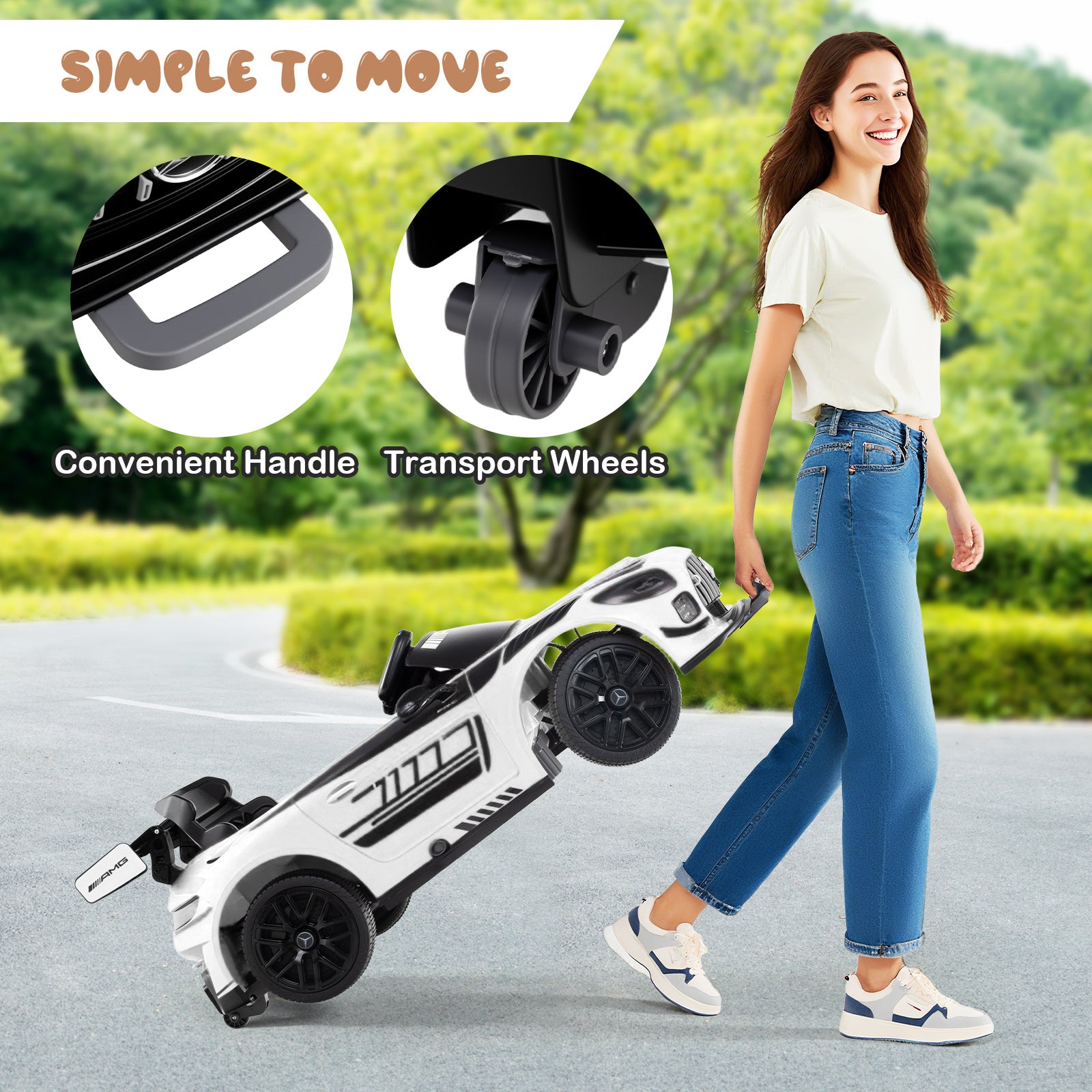 12V Kids Ride-On Car Mercedes-AMG GT3 Licensed with Adjustable Speed-White