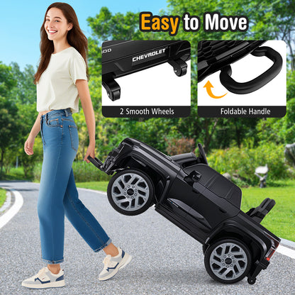 12V Ride on Car Truck Licensed Chevrolet with Remote Control Gift for 3+-Black
