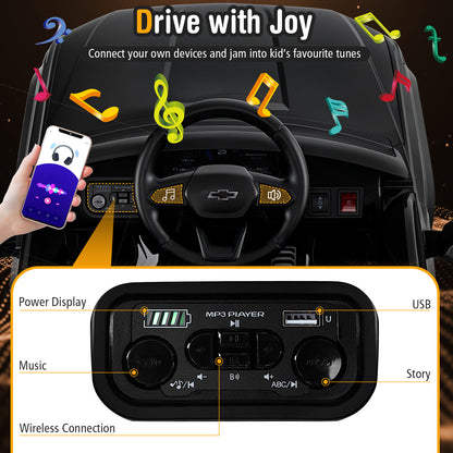 12V Ride on Car Truck Licensed Chevrolet with Remote Control Gift for 3+-Black