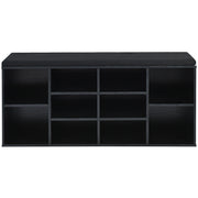 10-Cube Organizer Shoe Storage Bench with Cushion for Entryway-Black
