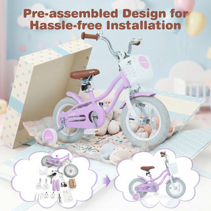 Kids Bike 12 Inch with Training Wheels and Storage Basket