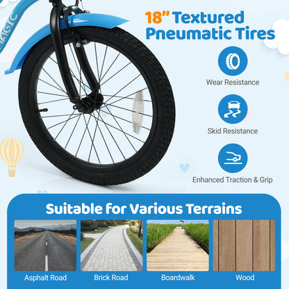 12/14/16/18 Inch Kids Bike with Training Wheels and Basket Navy Color-18 inches