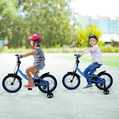 12/14/16/18 Inches Kids Bike with Removable Training Wheels and Adjustable Seatfor 3-8 Years Old Navy-16 inches