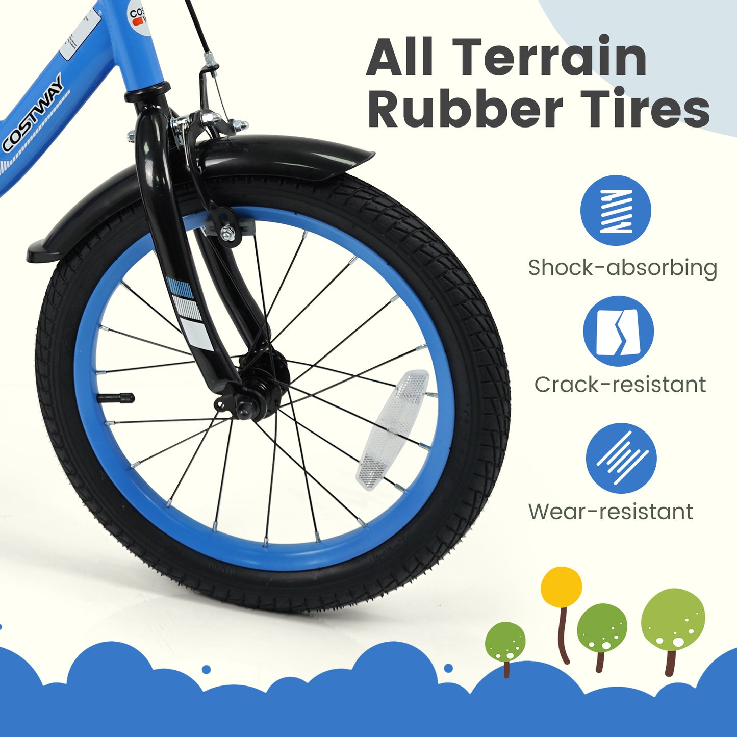 12/14/16/18 Inches Kids Bike with Removable Training Wheels and Adjustable Seatfor 3-8 Years Old Navy-16 inches